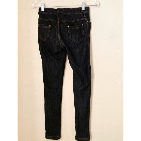 Shosho Women's Leggings Black Orange Contrast Stitch Size S Denim Look - Picture 4 of 6